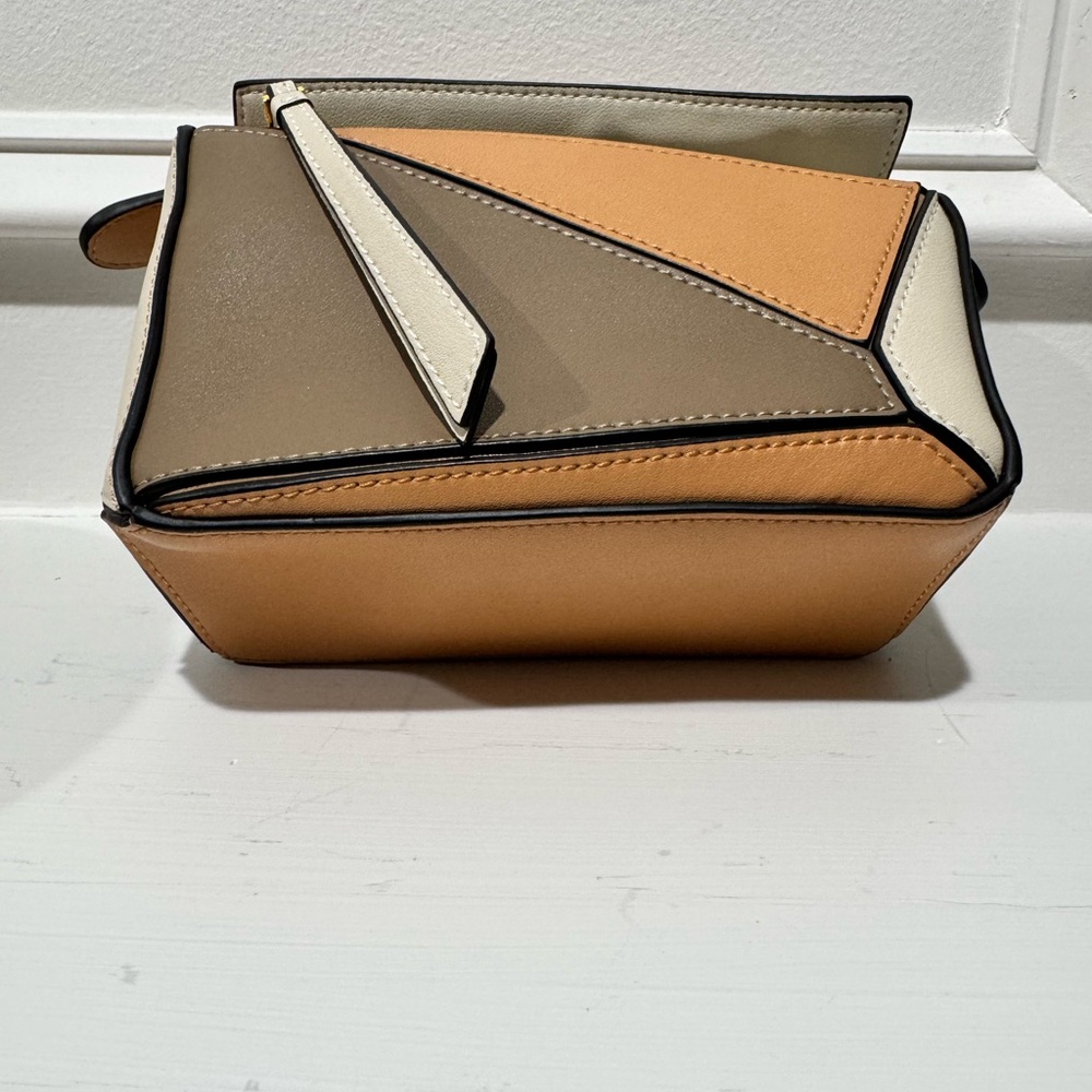 Mini Geo Panel Structured Bag - Brown/Copper/Beige - Picture 10 of 14